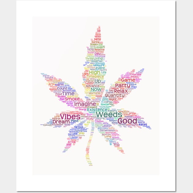 Weed Leaf Silhouette Shape Text Word Cloud Wall Art by Cubebox